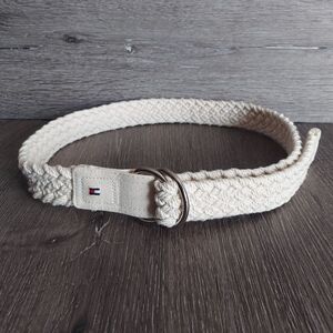 Tommy Hilfiger Cream Woven Knit Braided Belt 41.5" Long